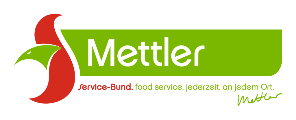 Logo Firma Mettler. Service-Bund. food service, jederzeit an jedem Ort.