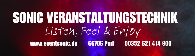 Logo Sonic Veranstaltungsrechnik. Listen, Feel & Enjoy